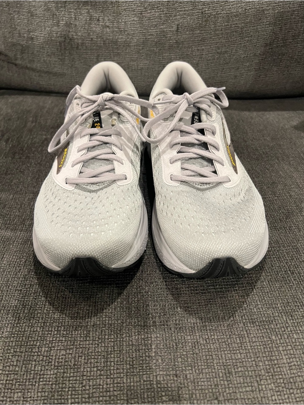 Brooks Light Gray Sneakers with Yellow Logo